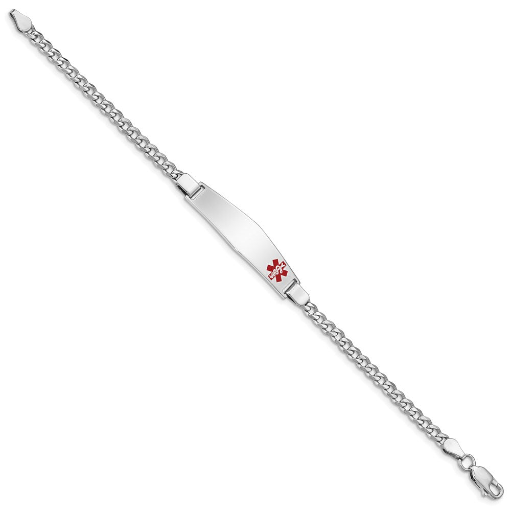 Sterling Silver Rhodium-plated Medical ID Curb Link Bracelet 7 inches