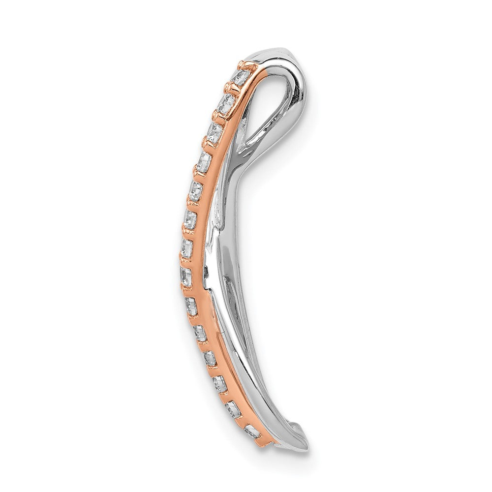 14k Rose and White Gold 1/5ct. Diamond Fancy Twisted Chain Slide