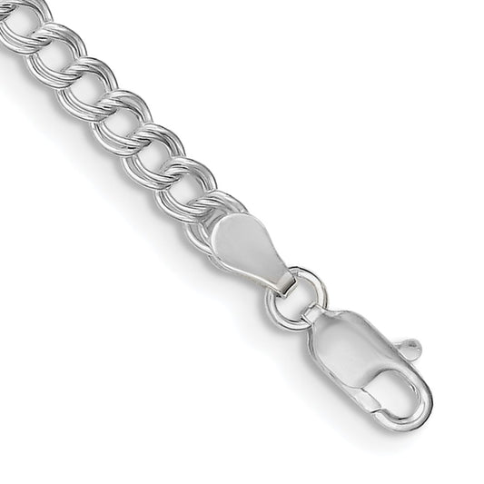 Sterling Silver 4.25mm Double Link Charm Bracelet 7 inches