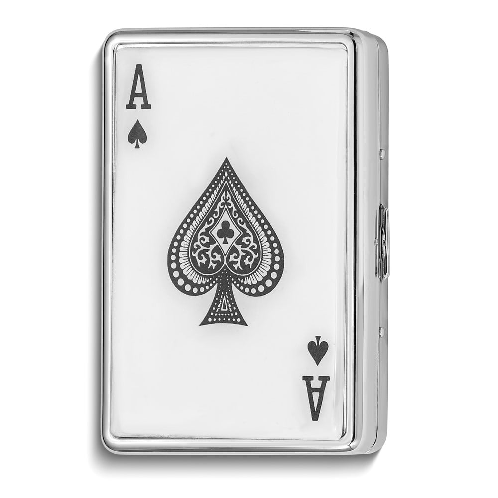 Silver-tone Enameled Ace Multi-purpose Case (Holds 16 Cigarettes) QGM20809