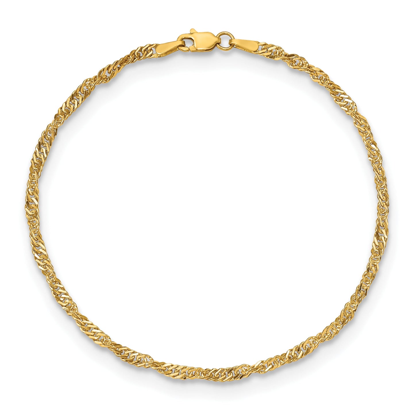 14K 9 inch 2.75mm Lightweight Singapore with Lobster Clasp Anklet