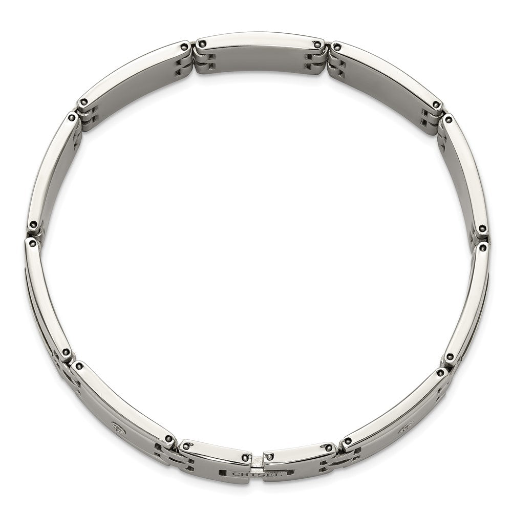 Chisel Stainless Steel Polished with Diamond-cut 14K Gold Accent and .03ct. Diamond 8.75 inch Link Bracelet 8.75 inches