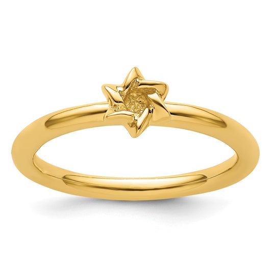 Sterling Silver Stackable Expressions Yellow-plated Star of David Ring Size -9
