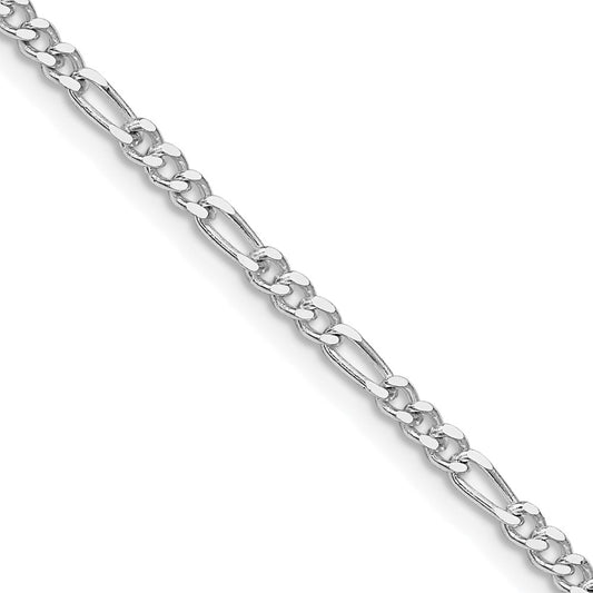 Sterling Silver Rhodium-plated 2.5mm Figaro Chain 28 Inches