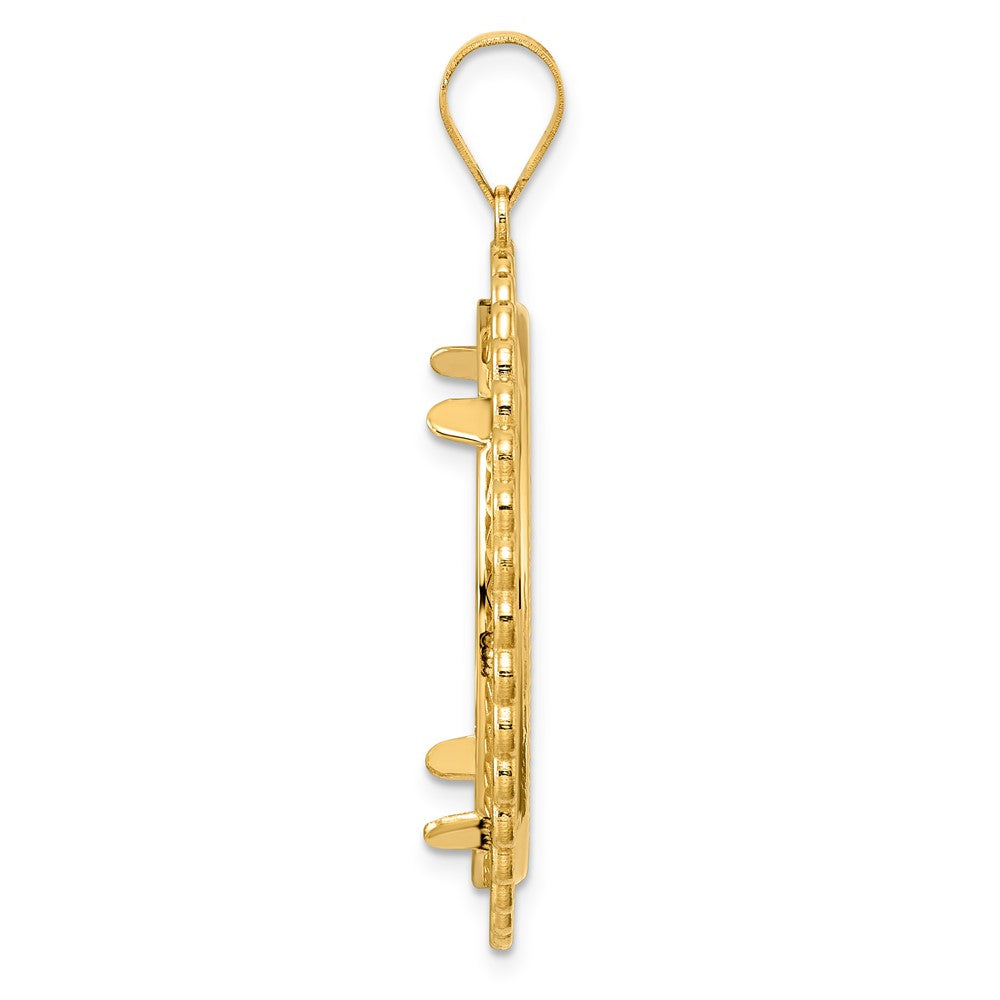 14k Diamond Cut Loop with 27.0mm Prong Coin Bezel Pendant