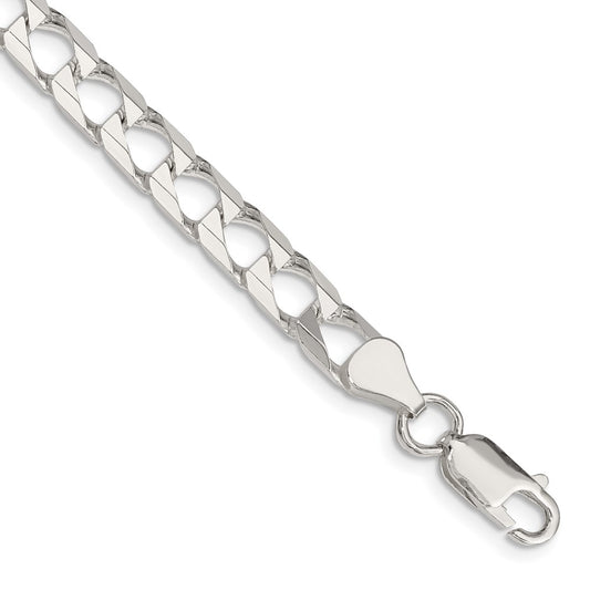 Sterling Silver 6.25mm D/C Square Curb Chain 9 inches