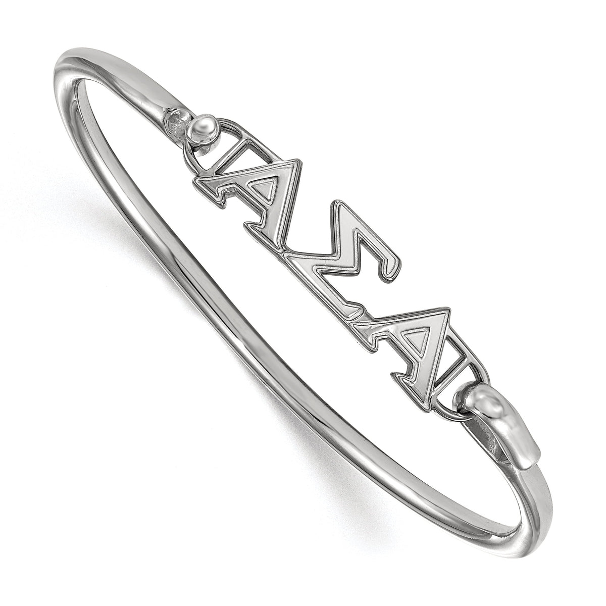 Sterling Silver Official Licensed Greek Sororities 7in Alpha Sigma Alpha (???) Small Hook and Clasp Bangle
