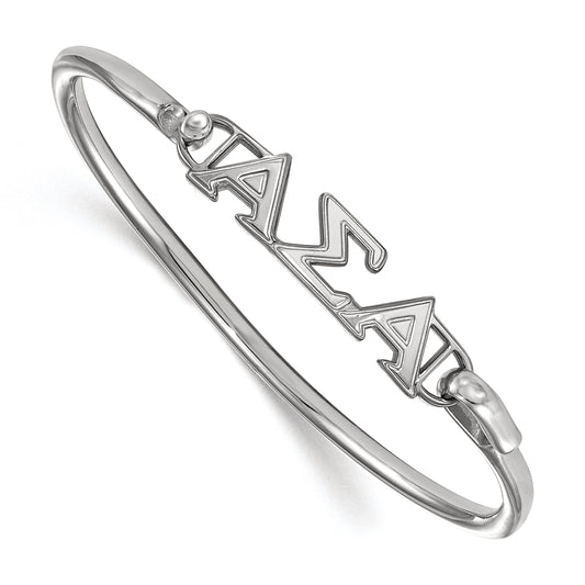 Sterling Silver Official Licensed Greek Sororities 7in Alpha Sigma Alpha (???) Small Hook and Clasp Bangle