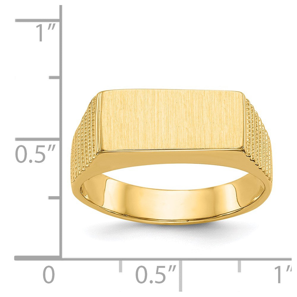 14k 7.0x15.0mm Open Back Men's Signet Ring Size 9.5