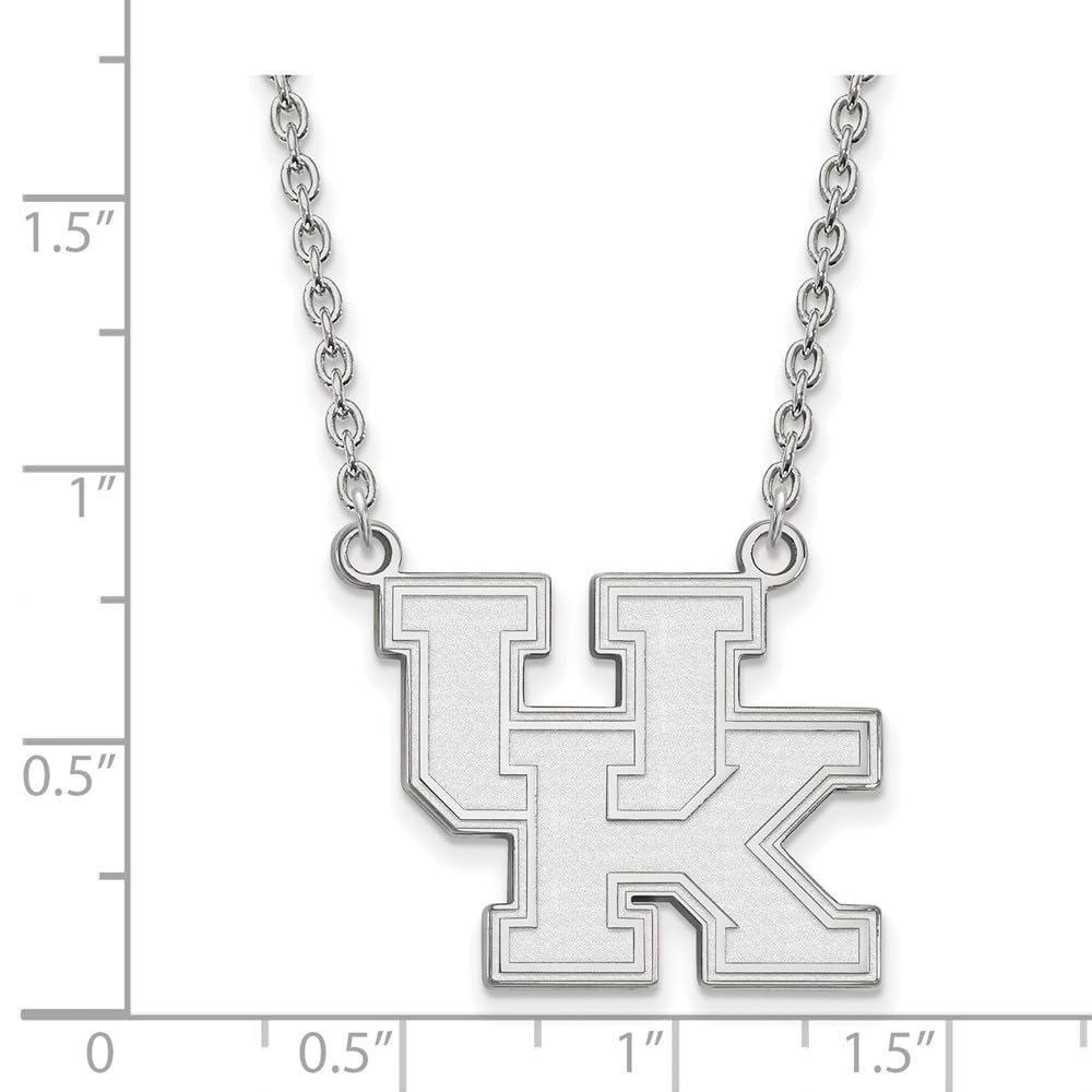Sterling Silver Rhodium-plated LogoArt University of Kentucky U-K Large Pendant 18 inch Necklace QSS016UK-18