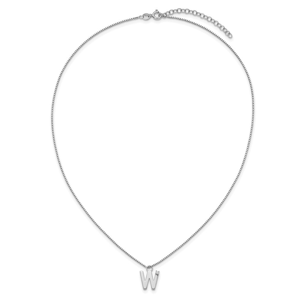 White Ice Sterling Silver Rhodium-plated 18 inch Diamond Letter W Initial Necklace plus 2 inch Extender 18 Inches