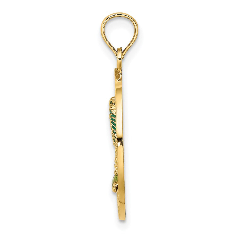 14K FLORIDA Enamel Palm Tree Circle Charm