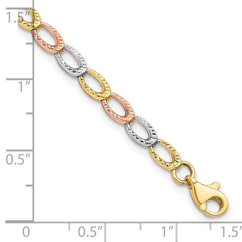10K Tri-Color D/C Bracelet 7.5  inches