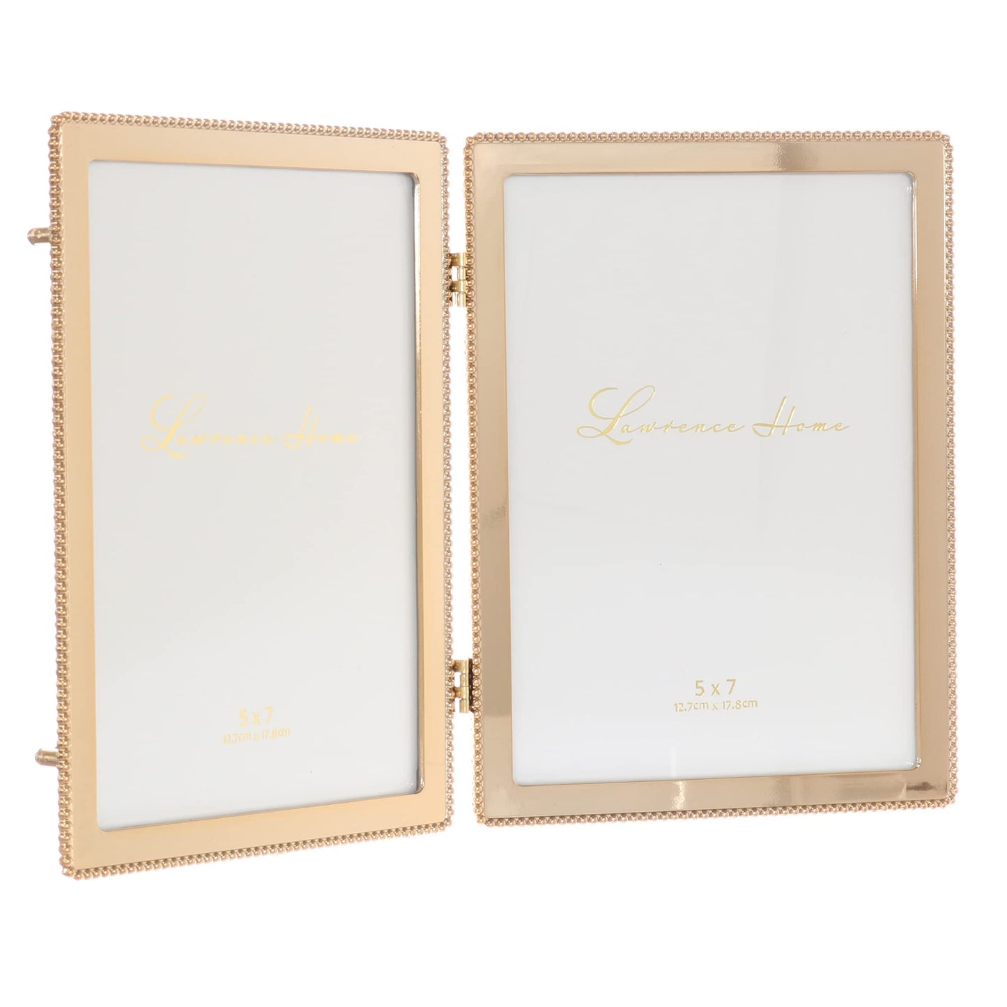 Beaded Trim Gold finish Double 5x7 frame - 5x7