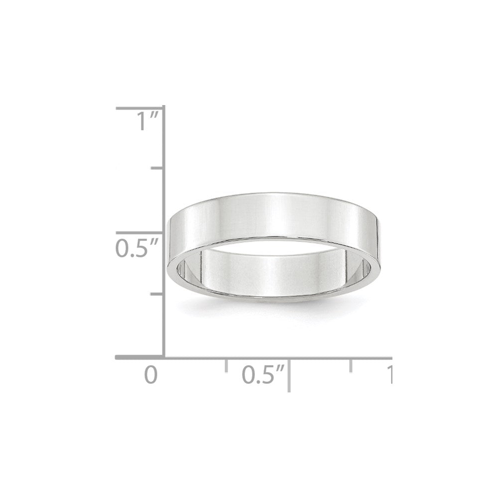 10k White Gold 5mm Lightweight Flat Wedding Band Size 12