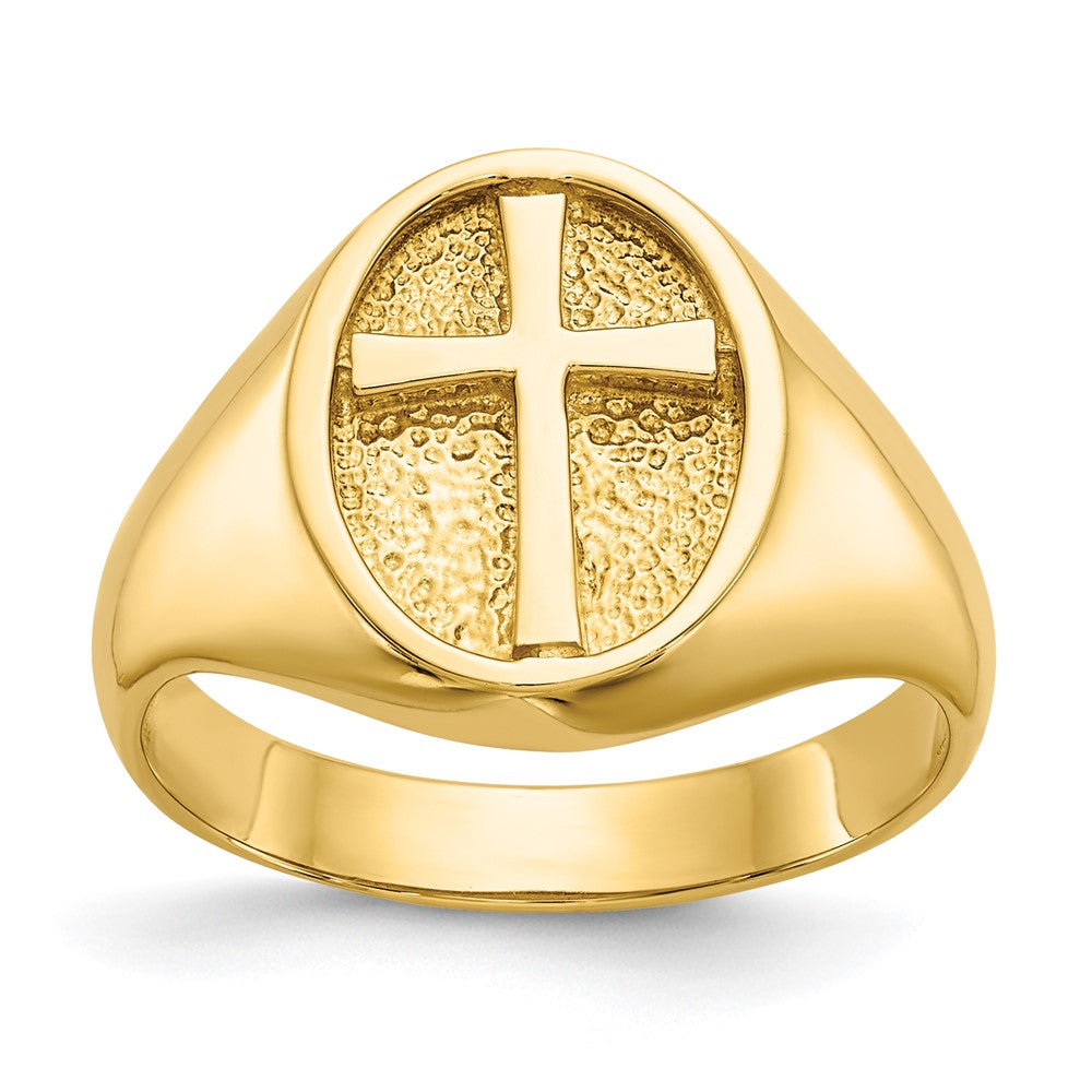 14k Polished Eternal Life Cross Ring Size 7