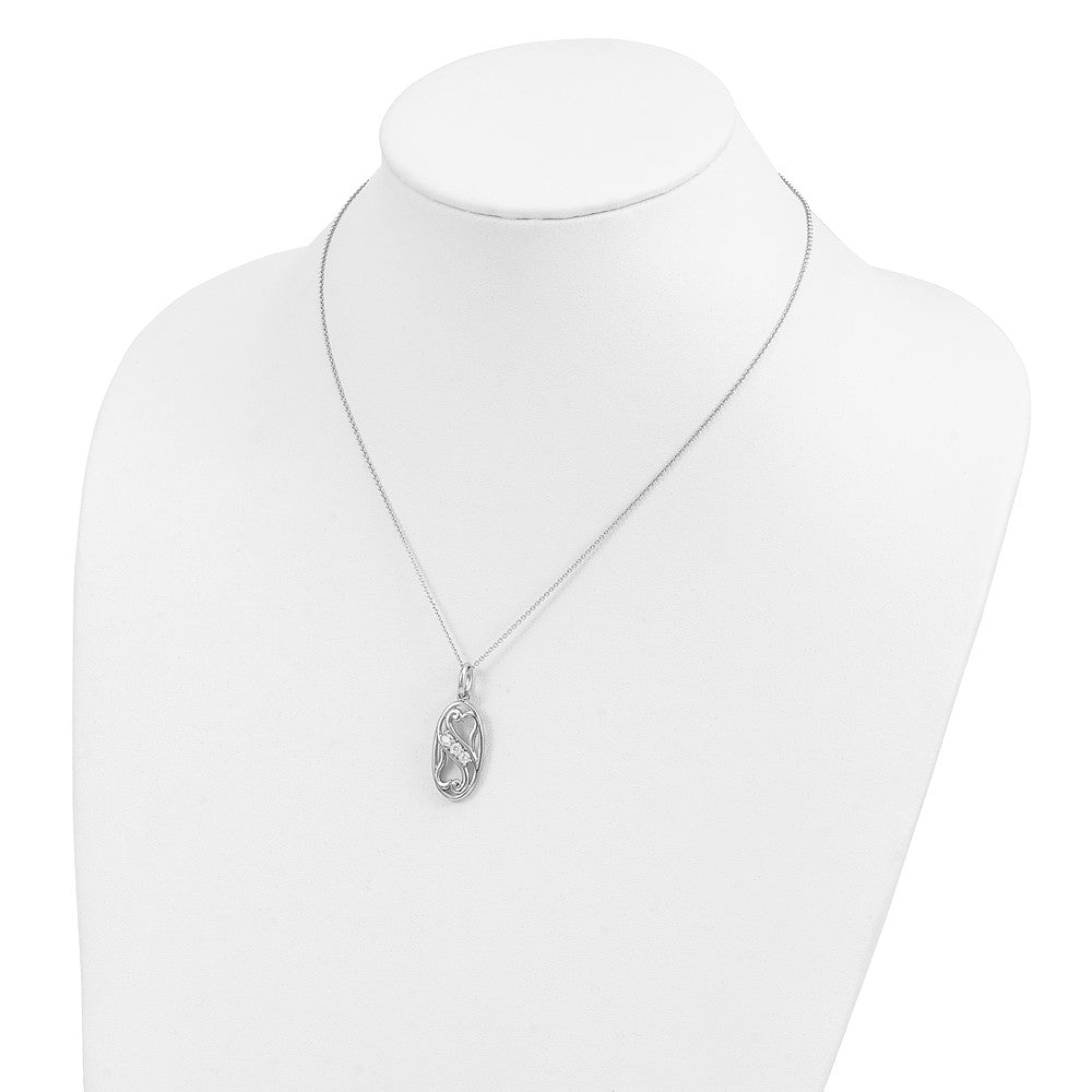 Sentimental Expressions Sterling Silver Rhodium-plated CZ Best Friends Forever 18in Necklace 18 Inches