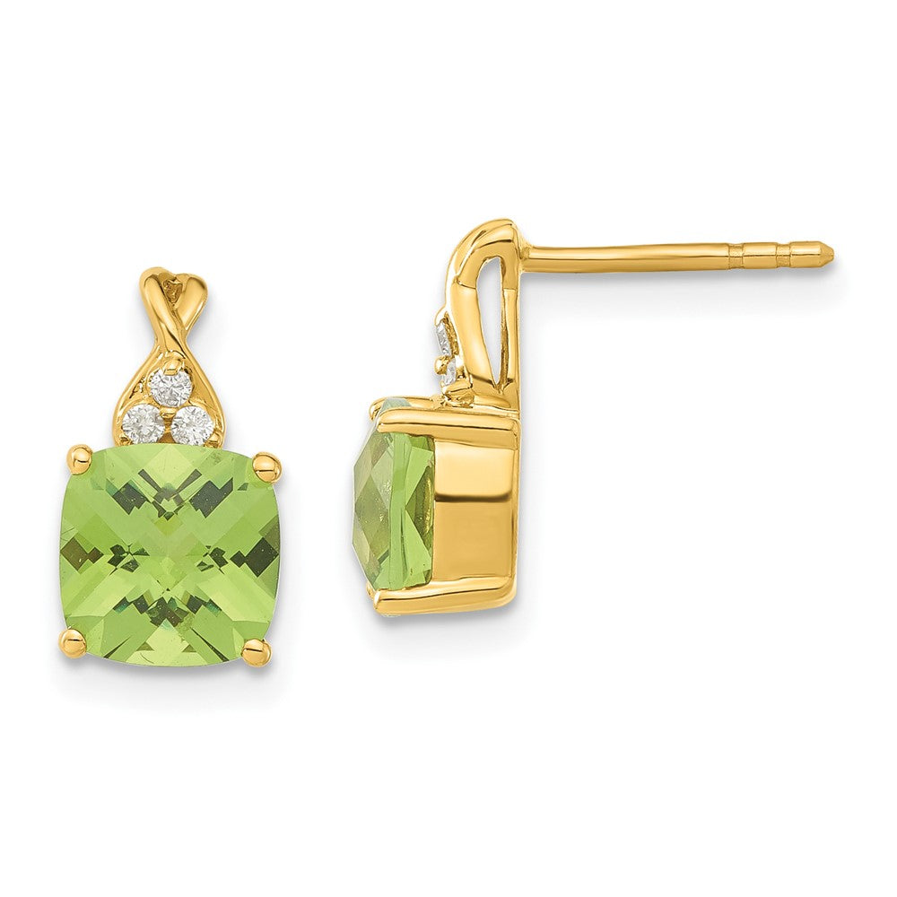 14ky Synthetic Peridot & Diamond Earrings