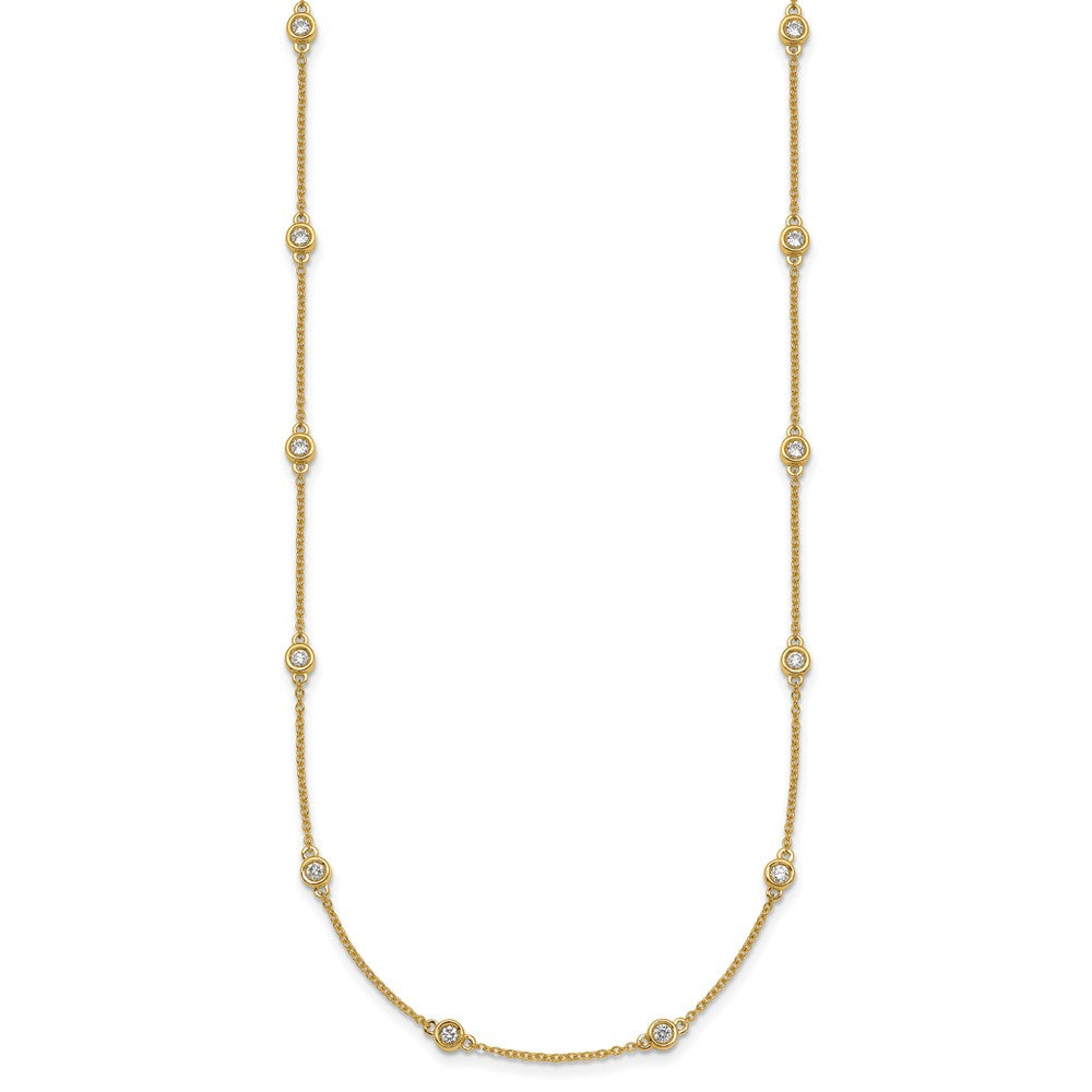 14k Complete 5/8 carat Bezel-set Diamond and Cable Chain 18-Station 18 inch Necklace