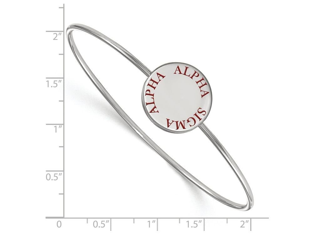Sterling Silver Official Licensed Greek Sororities Alpha Sigma Alpha (???) Enameled Slip-on Bangle