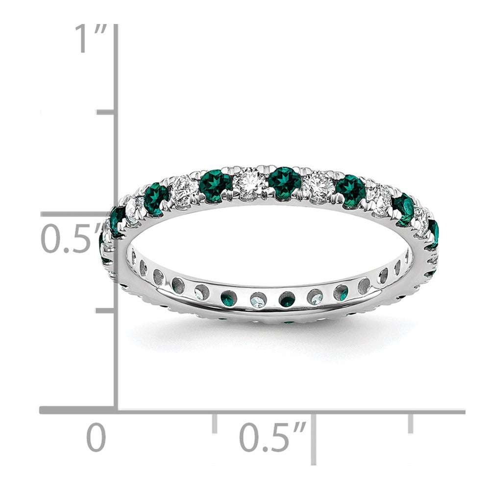14k White Gold 3/8 carat Lab Grown Diamond VS/SI+ G+ and Lab Created Alexandrite Size 4.5 Eternity Band