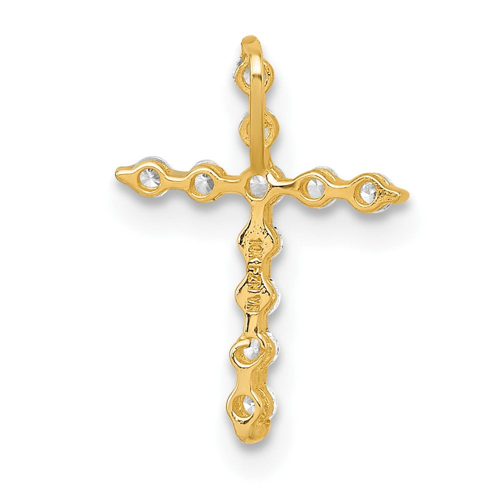 10k Polished CZ Latin Cross Chain Slide Pendant
