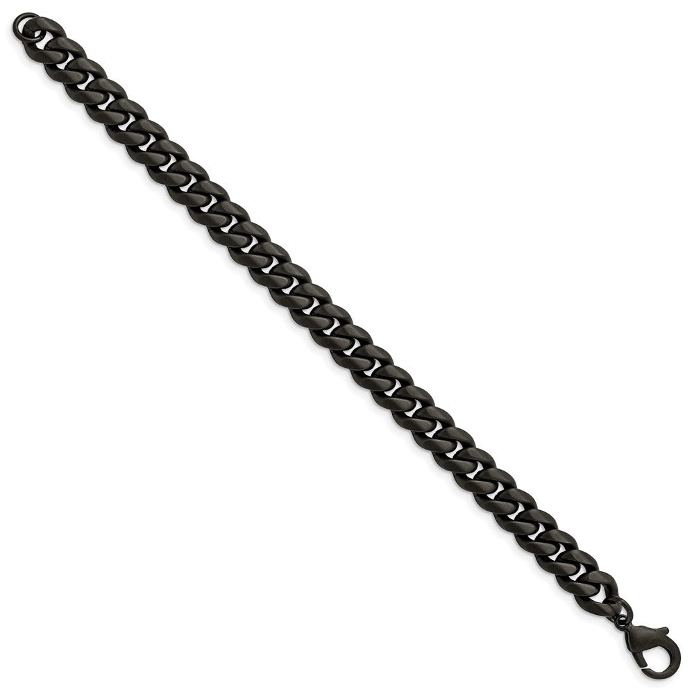 Stainless Steel Brushed Black IP-plated 10mm Curb 8.5in Bracelet 8.5 inches