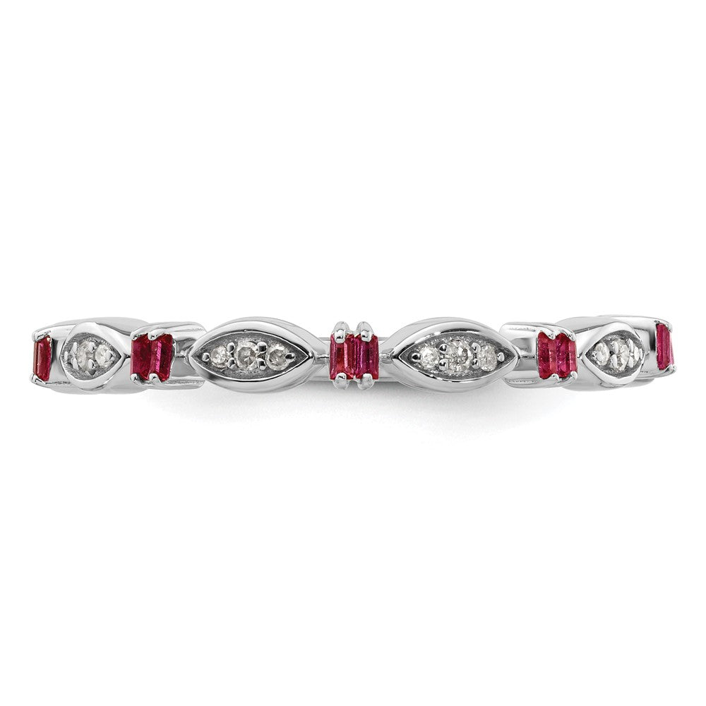 Sterling Silver Stackable Expressions Created Ruby Diamond Ring Size -8