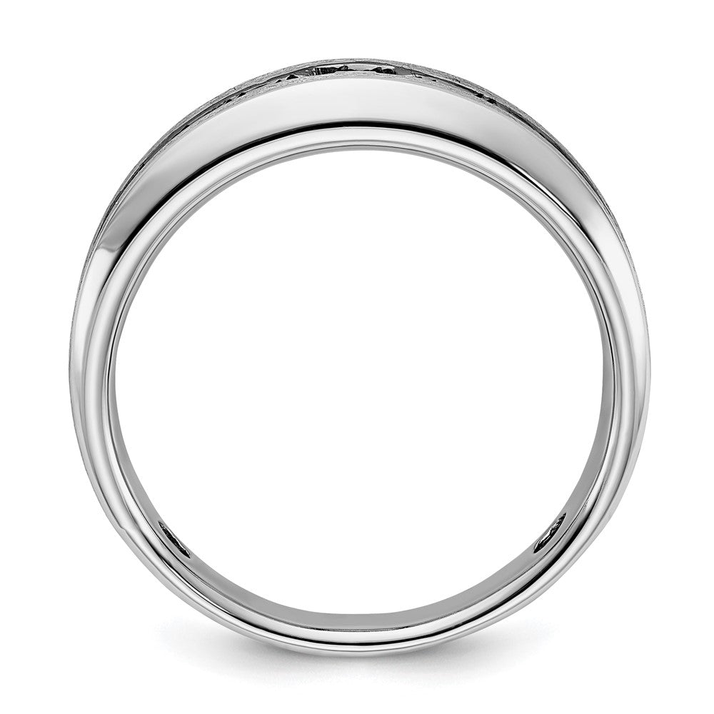 14k White Gold with Black Rhodium IBGoodman Men's Polished and Brushed Black and White Diamond Complete Ring