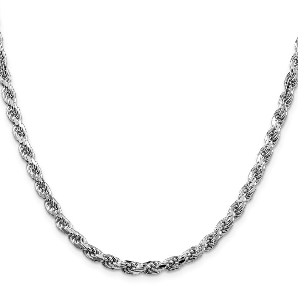 Sterling Silver Rhodium-plated 4.6mm Diamond-cut Rope Chain 28 Inches