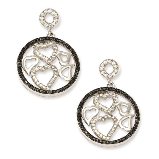 Sterling Silver & CZ Brilliant Embers Heart Post Earrings