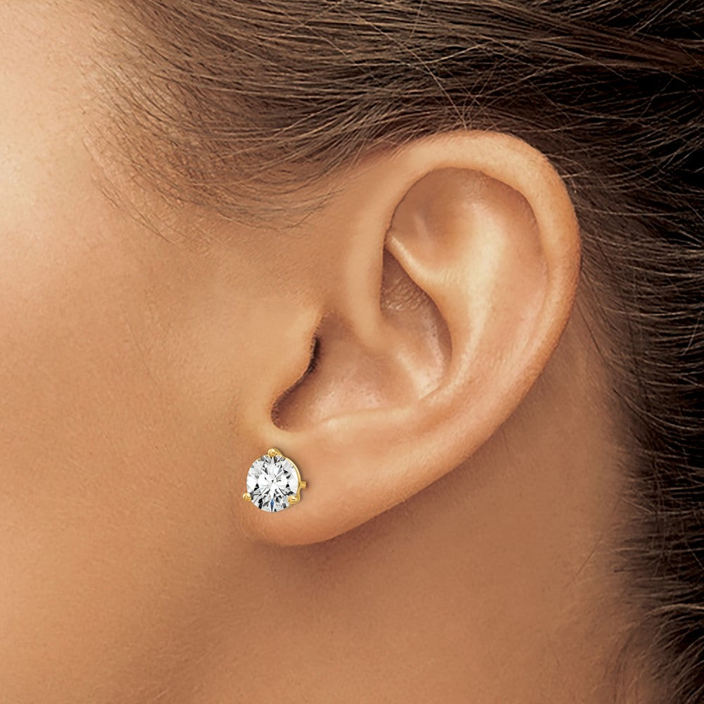 14k Yellow Gold 2 ctw Lab Grown Diamond VS/SI+ G+ Round 3 Prong Heavy Wt. Stud Earrings