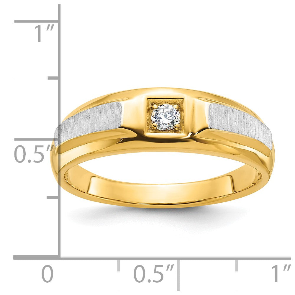 14k Two-tone IBGoodman Men's Polished and Satin 1/10 carat Diamond Complete Ring Size 1
