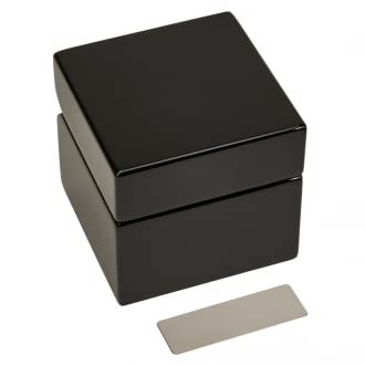 Black Square Wood Box with Clock & Compass