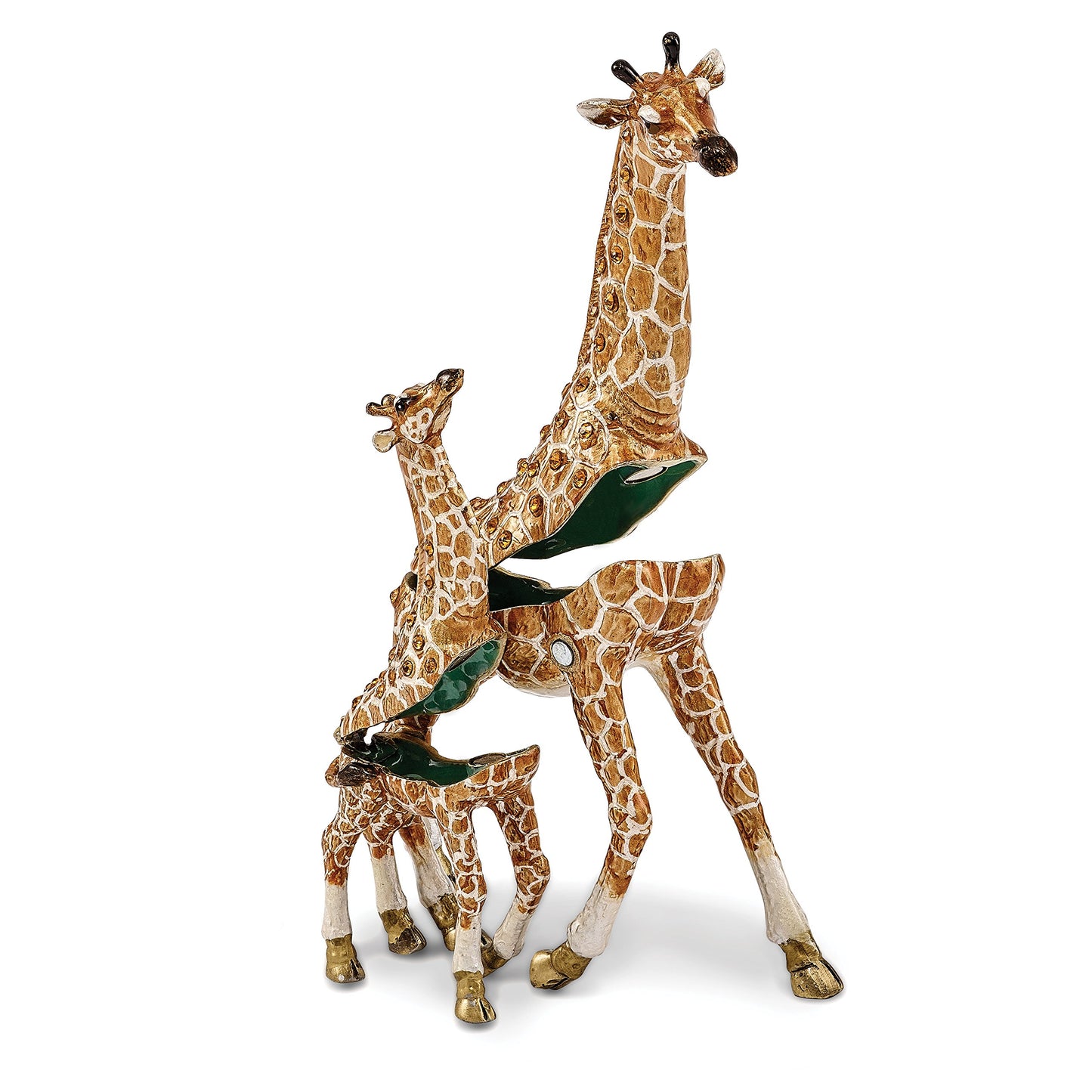Bejeweled Mother & Baby Giraffe Trinket Box with Charm Pendant