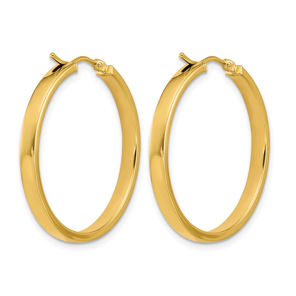 14K Gold Polished Square Tube Round Hoop Earrings