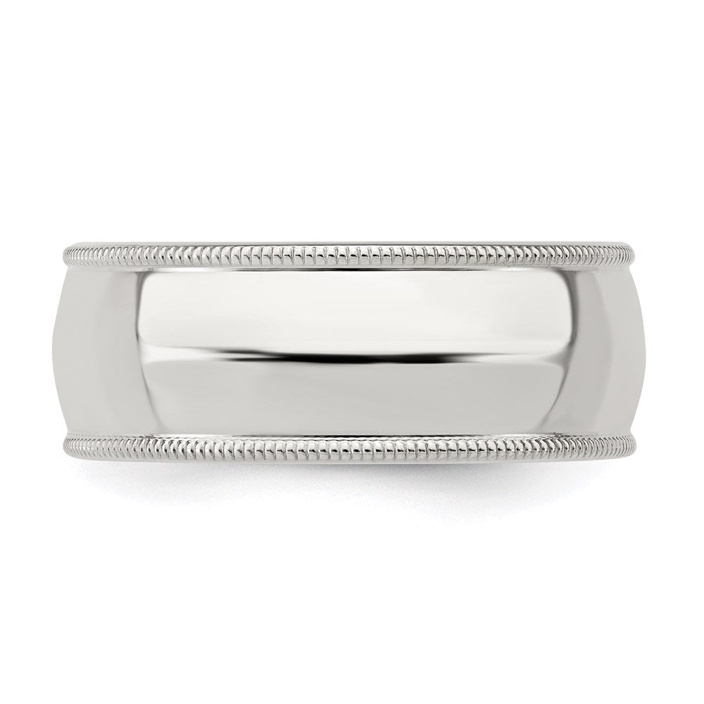 Sterling Silver 8mm Comfort Fit Half Round Milgrain Size 8.5 Band