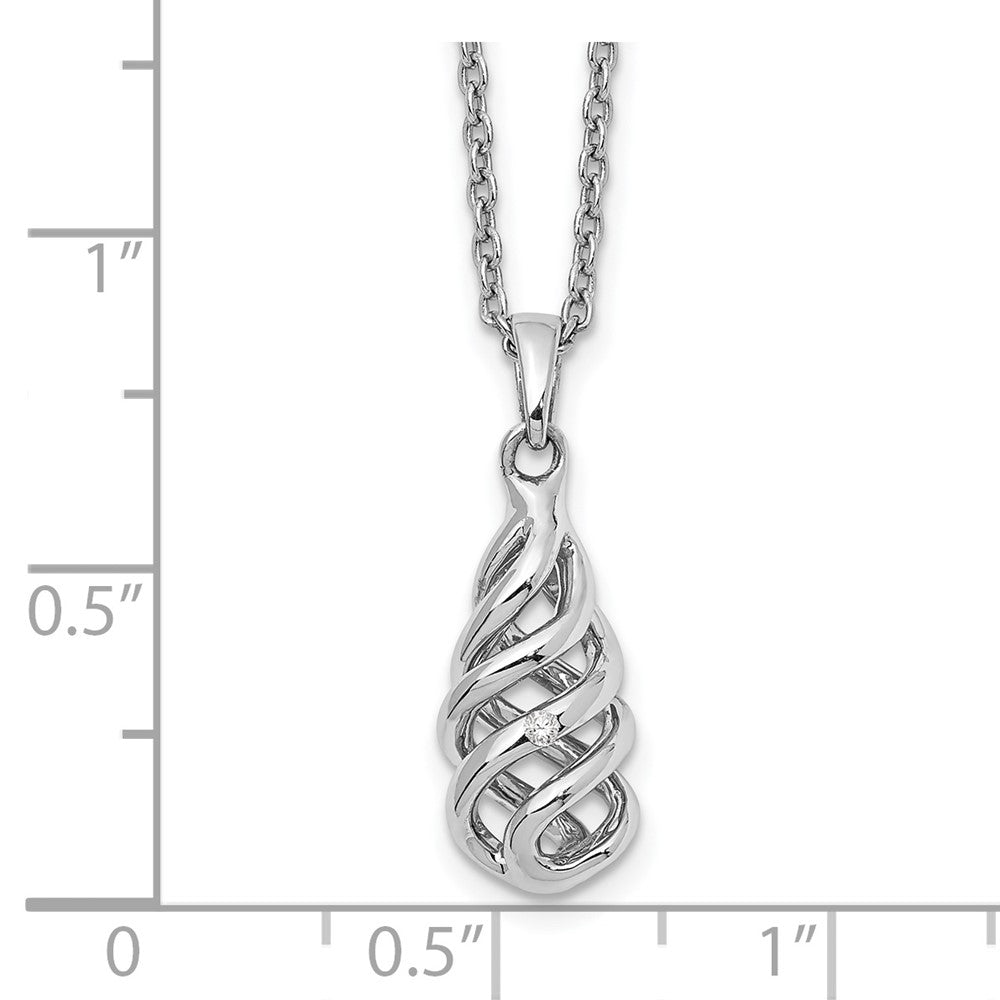 White Ice Sterling Silver Rhodium-plated 18 Inch Diamond Spiral Necklace with 2 Inch Extender 18 Inches