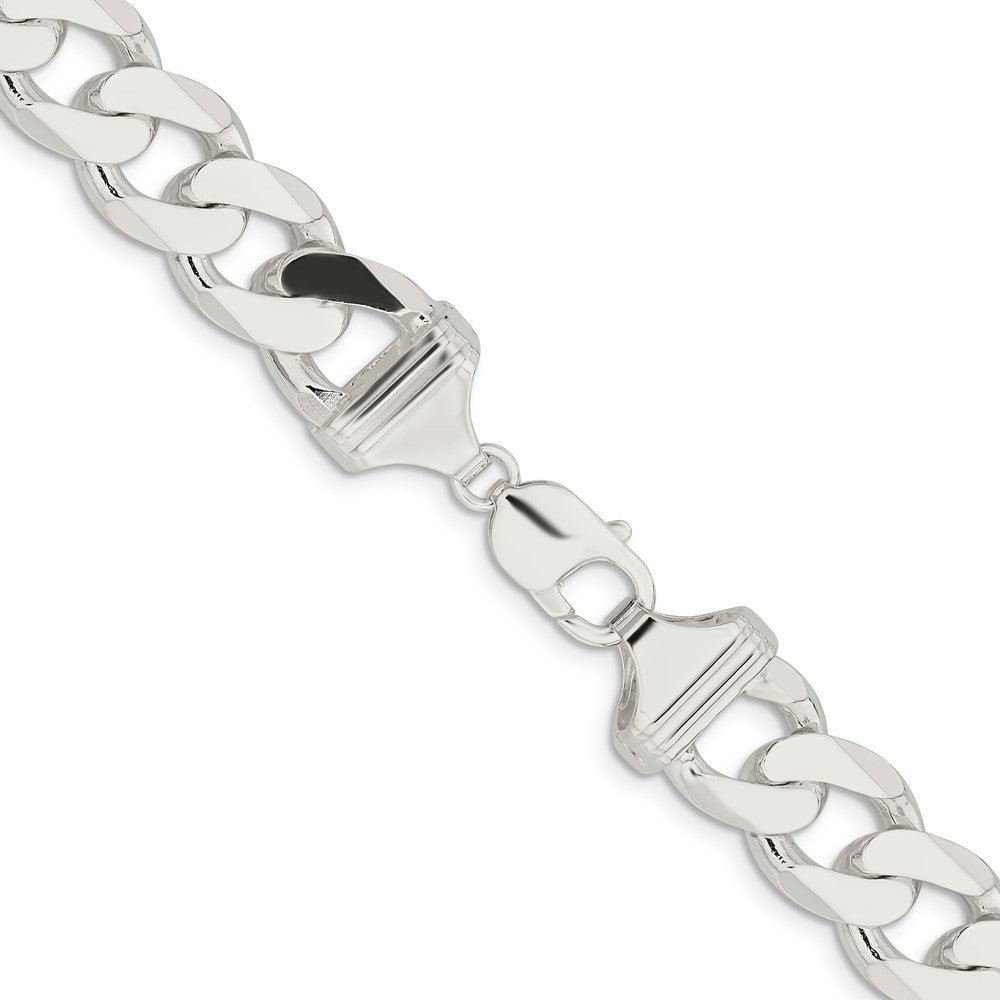 Sterling Silver 14.5mm Curb Chain 26 Inches