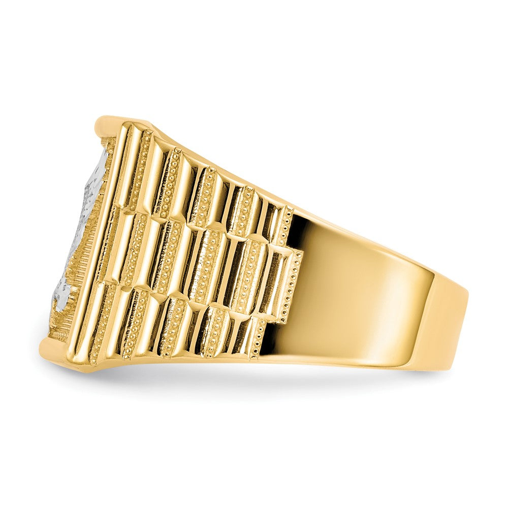 14k and Rhodium Men's Eagle Ring Size 10