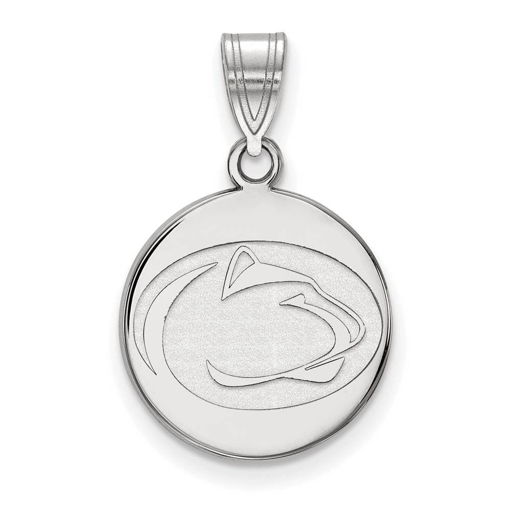 Sterling Silver Rhodium-plated LogoArt Penn State University Lion Medium Disc Pendant QSS034PSU
