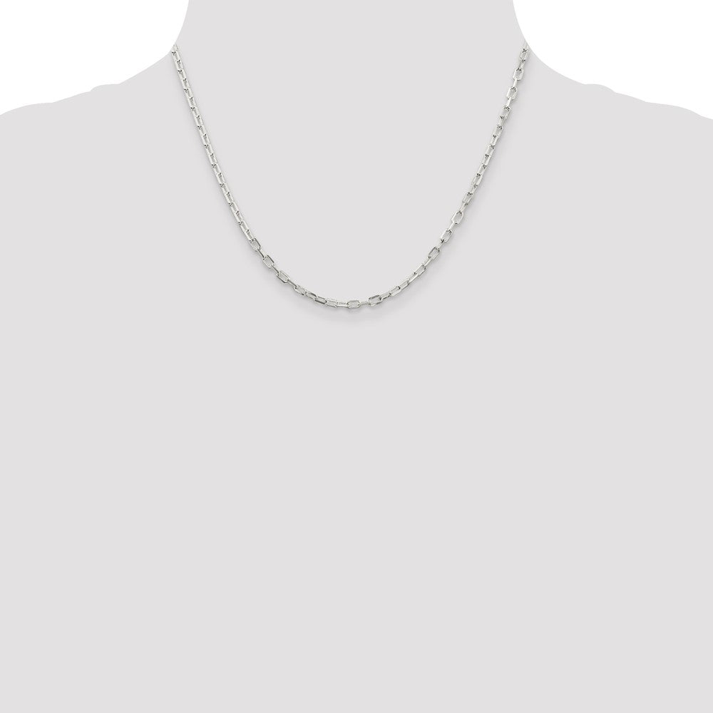 Sterling Silver 2.9mm Diamond-cut Long Link Cable Chain 18 Inches