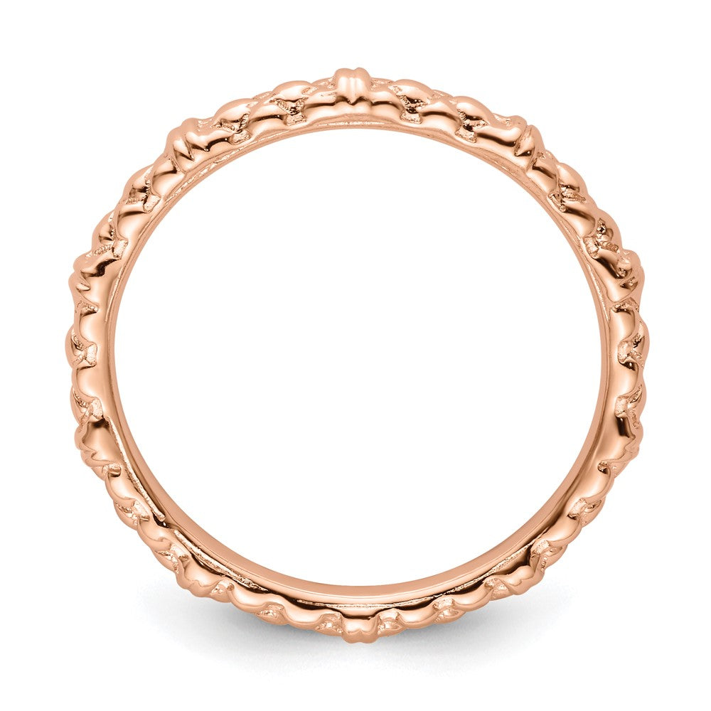 Sterling Silver Stackable Expressions Pink-plated Cable Ring Size -6