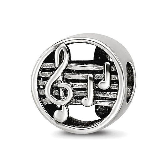 Sterling Silver Reflections Music Notes & Staff Bead