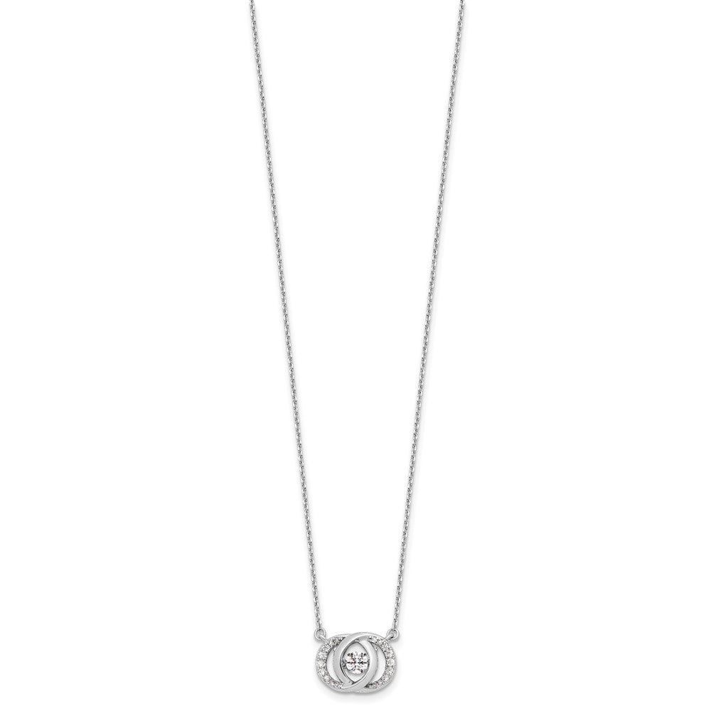 Sterling Silver Platinum-plate CZ w/two 1in ext. Necklace 15.5 Inches