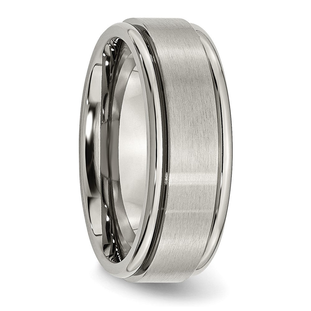 Titanium Brushed Center 8mm Ridged Edge Band Size - 12
