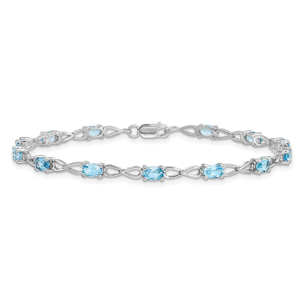 Sterling Silver Rhodium-plated Blue Topaz Bracelet 7 inches