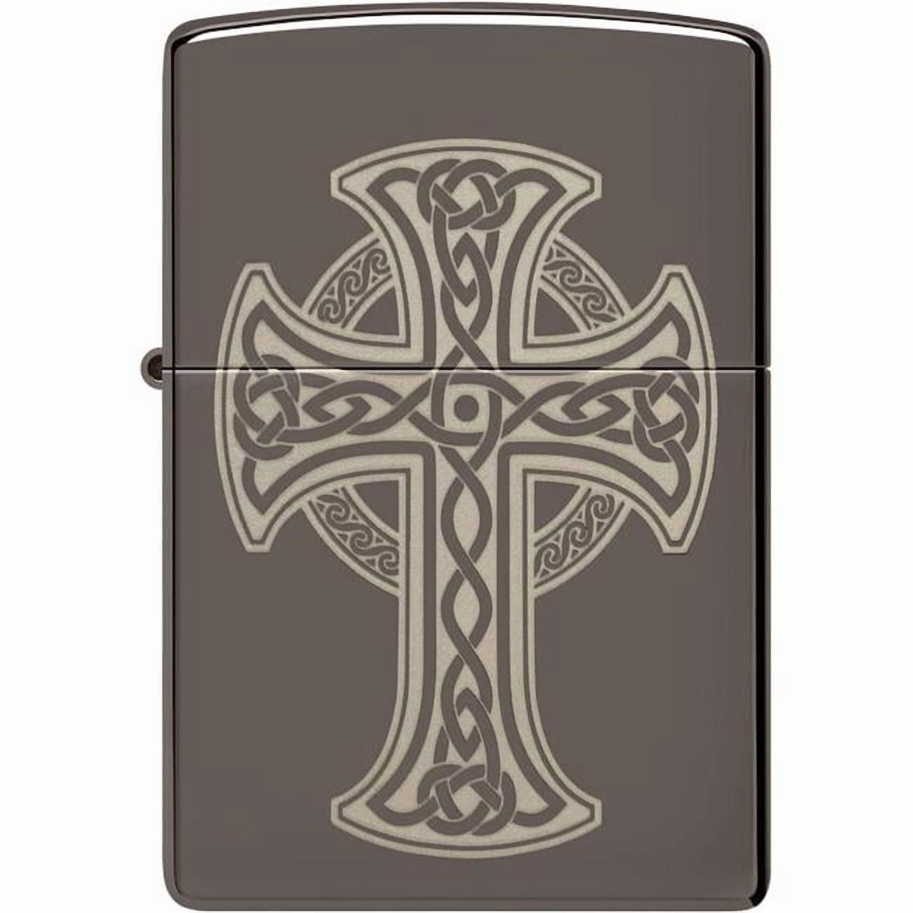 Zippo 48614 Black Ice Celtic Cross Design Windproof Pocket Lighter