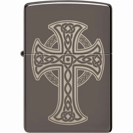 Zippo 48614 Black Ice Celtic Cross Design Windproof Pocket Lighter