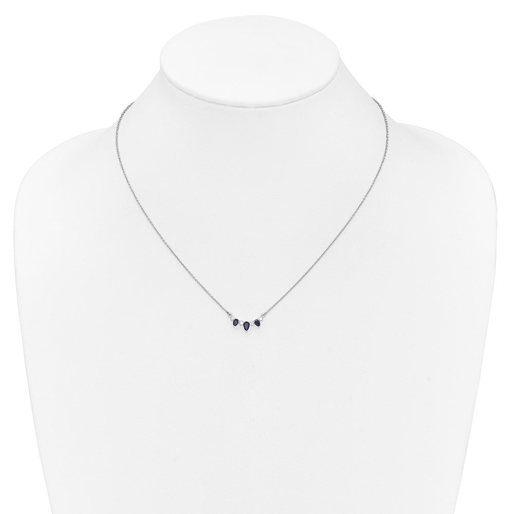 14k White Gold 1/8 carat Lab Grown Diamond VS/SI+ G+ and Created Sapphire 18 inch Necklace
